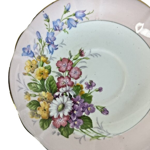 Vintage EB Foley Bone China Tea Cup And Saucer Floral Pink White Flower Gold Rim - Picture 10 of 12